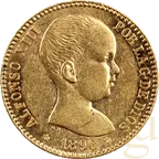 20 Pesetas Goldmünze Spanien Alfonso XIII 1887 (1962)