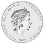 10 Unzen Silbermünze Australien Lunar II Ochse 2009