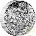 2 Unzen Silbermünze Australien Drache 2021  - High Relief - polierte Platte