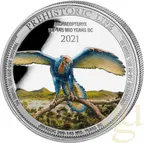 1 Unze Silbermünze Prehistoric Life - Archaeopteryx 2021 - coloriert