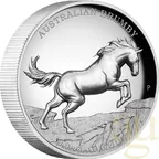 2 Unzen Silbermünze Australien Brumby 2021  - High Relief - polierte Platte