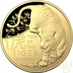 1 Unze Goldmünze Australien RAM Lunar Tiger 2022 - polierte Platte