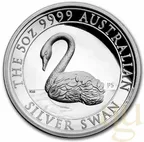 5 Unzen Silbermünze Australien Schwan 2021 - High Relief - polierte Platte