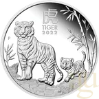 1/2 Unze Silbermünze Australien Lunar III Tiger 2022 - polierte Platte