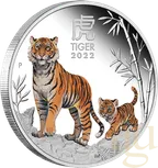 1 Unze Silbermünze Australien Lunar III Tiger 2022 - polierte platte - coloriert