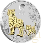 1 Unze Silbermünze Australien Lunar III Tiger 2022 teilvergoldet
