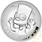 2 Unzen Silbermünze Tuvalu The Simpsons - Bart Simpson 2022 - polierte Platte - High Relief