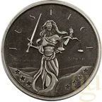 1 Unze Silbermünze Gibraltar Lady Justice 2021 - Antik Finish