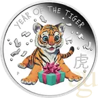 1/2 Unze Silbermünze Tuvalu Baby Tiger 2022 - polierte Platte - coloriert