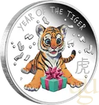 1/2 Unze Silbermünze Tuvalu Baby Tiger 2022 - polierte Platte - coloriert