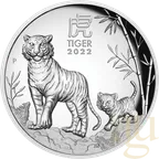 1 Unze Silbermünze Australien Lunar III Tiger 2022 - polierte platte - High Relief