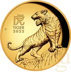 1 Unze Goldmünze Australien Lunar III Tiger 2022 - polierte Platte - High Relief