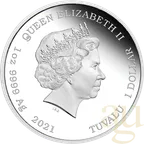 1 Unze Silbermünze Tuvalu - James Bond 007 - Diamonds Are Forever 50th Anniversary 2021 - proof