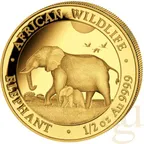 1/2 Unze Goldmünze Somalia Elefant 2022