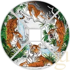 4x 1 Unze Silbermünze Australien Lunar III Tiger 2022 Quadrant Four-Coin-Set coloriert - Proof