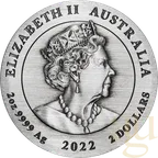 2 Unzen Silbermünze Australien Lunar III Tiger 2022 Antik Finish