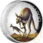 1 Unze Silbermünze Australien Känguru 2022 - polierte Platte - High Relief - coloriert