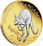 2 Unzen Silbermünze Australien Känguru 2022 teilvergoldet