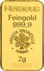 2 Gramm Goldbarren Heraeus Geschenkbarren