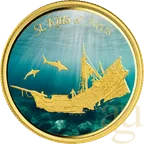 1 Unze Goldmünze EC8 St. Kitts & Nevis - Shipwreck 2021 - coloriert