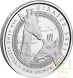 1 Unze Silbermünze Republic of Guinea Ecuatorial Giraffe 2021