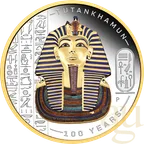 2 Unzen Silbermünze Tutankhamun Discovery 100 Year Anniversary proof - teilvergoldet - coloriert