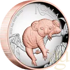 5 Unzen Silbermünze Australien Koala 2022 - High Relief - polierte Platte - rosè vergoldet