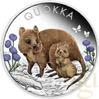 1 Unze Silbermünze Australien Quokka 2022 coloriert - polierte Platte