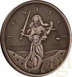 1 Unze Silbermünze Gibraltar Lady Justice 2022 - Antik Finish