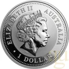 1 Unze Silbermünze Australien Lunar I Pferd 2002 teilvergoldet