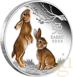 1 Unze Silbermünze Australien Lunar III Hase 2023 - polierte platte - coloriert