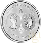 1 Unze Silbermünze Cayman Islands Queens 70th Platinum Jubilee Year Anniversary 2022