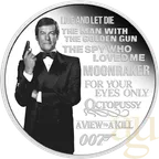 1 Unze Silbermünze Tuvalu James Bond 007 - Roger Moore 2022 - proof coloriert