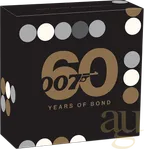 2 Unzen Silbermünze Tuvalu James Bond 60 Years of Bond 2022 proof teilvergoldet