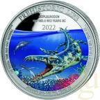 1 Unze Silbermünze Prehistoric Life - Liopleurodon 2022 coloriert
