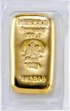 100 Gramm Goldbarren Heraeus Gussbarren