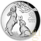 1 Unze Silbermünze Australien Lunar III Hase 2023 - polierte platte - High Relief