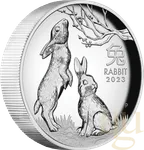 1 Unze Silbermünze Australien Lunar III Hase 2023 - polierte platte - High Relief