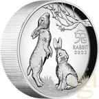 5 Unzen Silbermünze Australien Lunar III Hase 2023 polierte Platte - High Relief