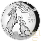 5 Unzen Silbermünze Australien Lunar III Hase 2023 polierte Platte - High Relief