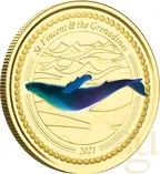 1 Unze Goldmünze EC8 St. Vincent & The Grenadines - Humpback Whale 2021 - coloriert