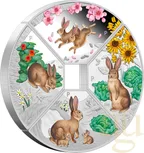 4x 1 Unze Silbermünze Australien Lunar III Hase 2023 Quadrant Four-Coin-Set coloriert - Proof