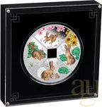 4x 1 Unze Silbermünze Australien Lunar III Hase 2023 Quadrant Four-Coin-Set coloriert - Proof
