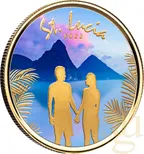 1 Unze Goldmünze EC8 St. Lucia - Couple 2022 - coloriert