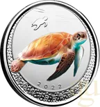 1 Unze Silbermünze EC8 Montserrat - Sea Turtle 2022 - coloriert