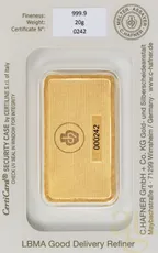 20 Gramm Goldbarren C. Hafner