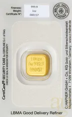 31,1 Gramm Goldbarren C. Hafner Gussbarren