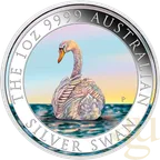 1 Unze Silbermünze Australien Schwan 2023 - coloriert