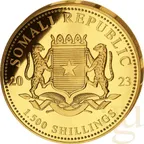 5 Unzen Goldmünze Somalia Elefant 2023 - polierte Platte