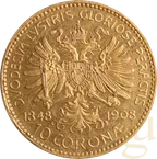 10 Kronen Goldmünze Österreich 1908 Originalstück